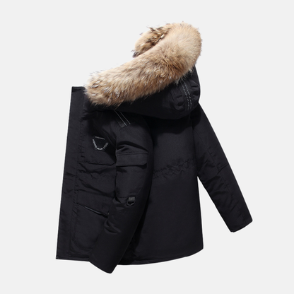 Manteau d'Hiver pour Hommes | Col en Fourrure Synthétique et Style Urbain