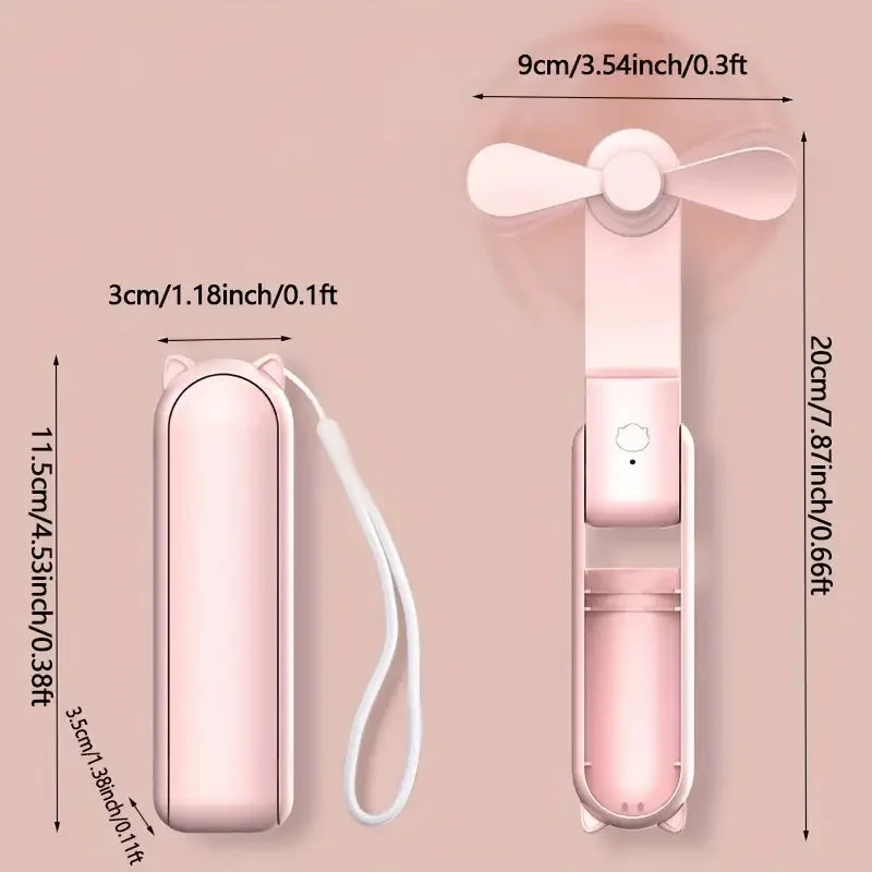 Ventilateur Portable Rechargeable | 3 Vitesses, Pliable et Powerbank