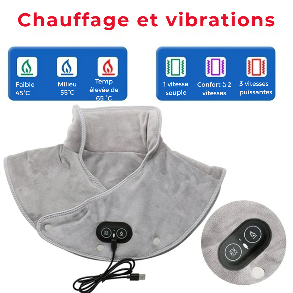 Coussin chauffant USB en velours - 3 températures, douce vibration