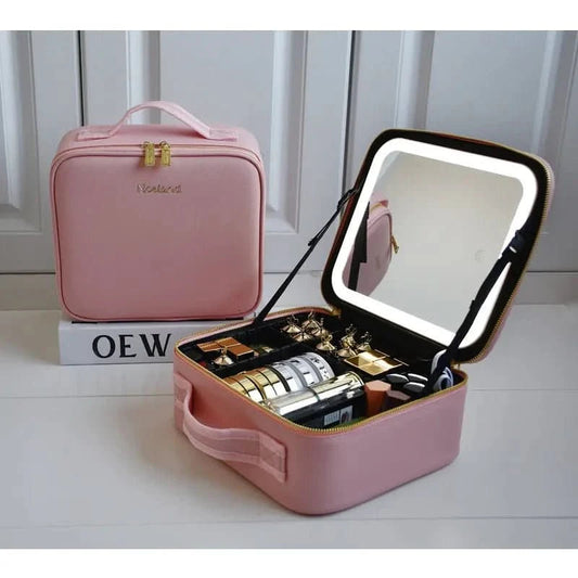 Trousse de Maquillage Portable | Miroir LED Intégré et Compact