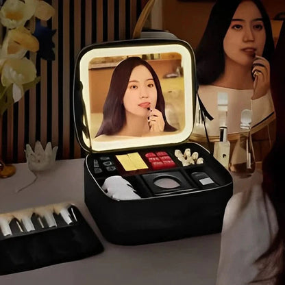 Trousse de Maquillage Portable | Miroir LED Intégré et Compact