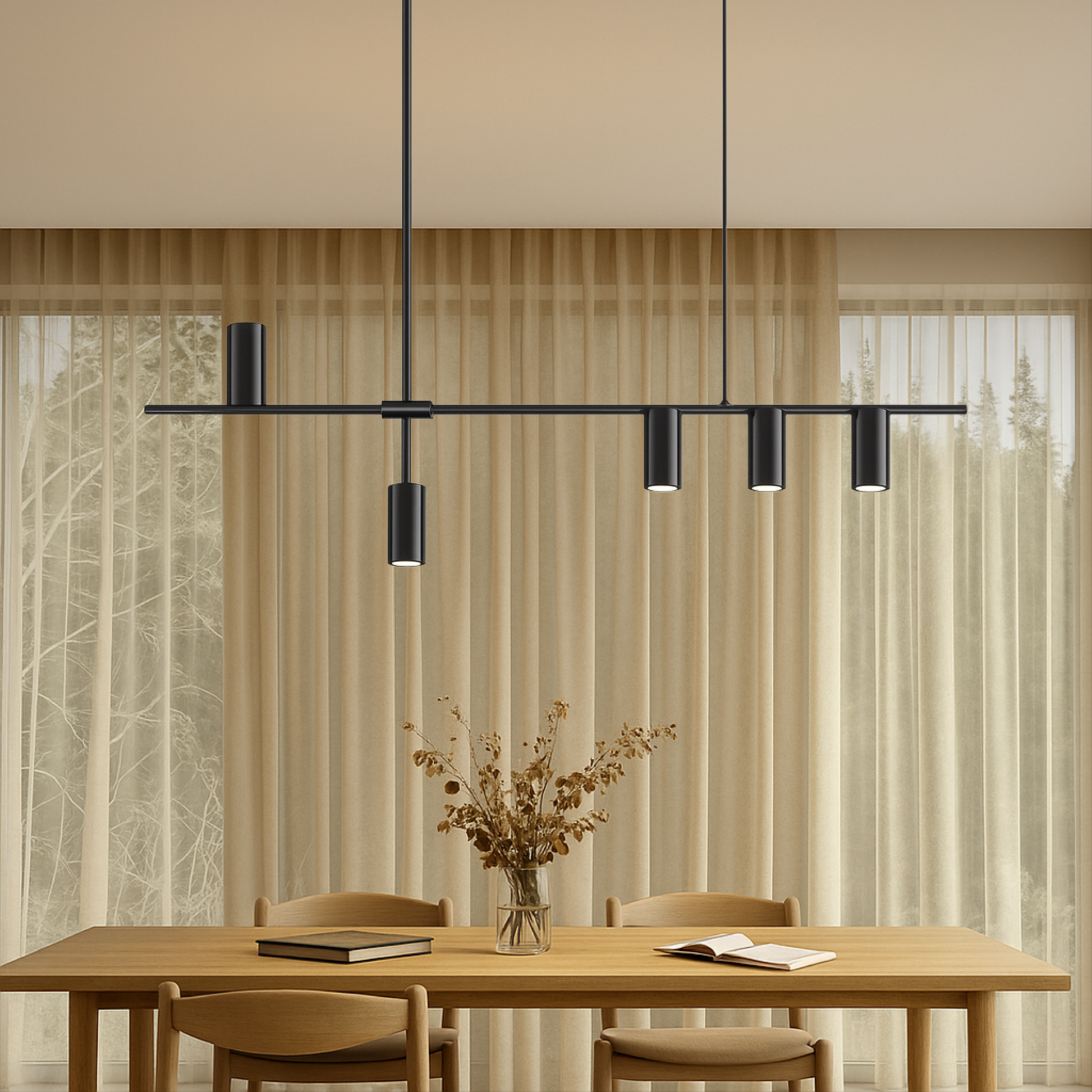 Lampe de Plafond Minimaliste Noire | Éclairage Élégant et Dimmable