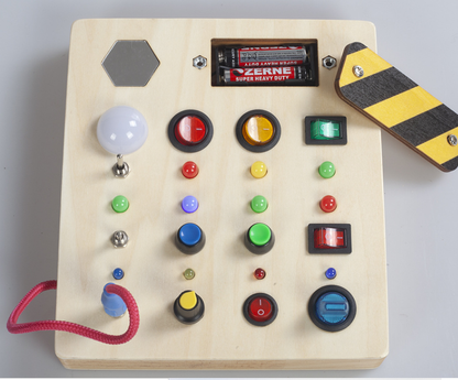 Tableau d'activités Montessori en Bois | Jouet Éducatif avec Lumières et Interrupteurs