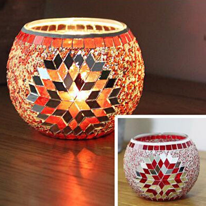 Porte-tealight en Verre Fait Main | Design Mosaïque Éclatant et Unique