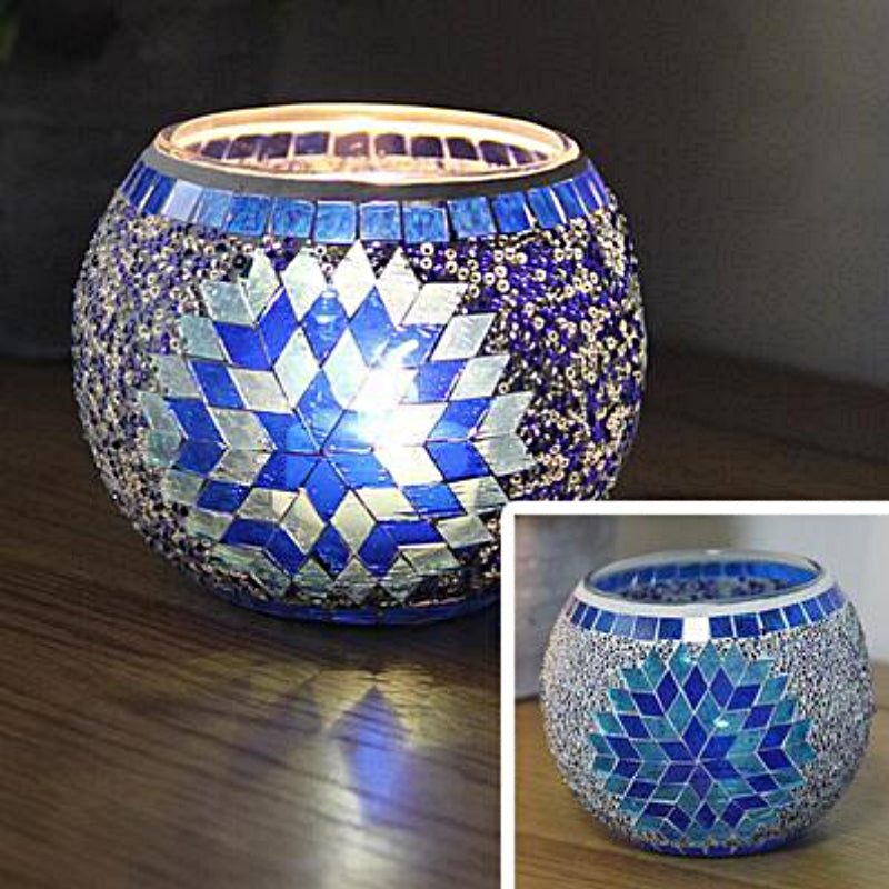 Porte-tealight en Verre Fait Main | Design Mosaïque Éclatant et Unique