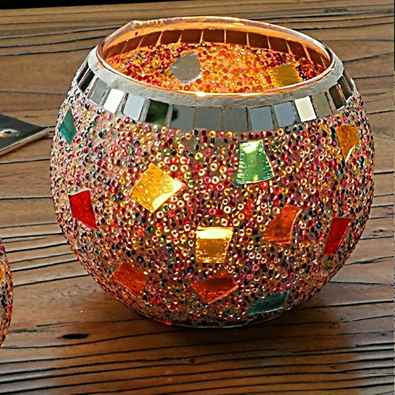 Porte-tealight en Verre Fait Main | Design Mosaïque Éclatant et Unique