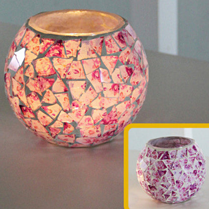 Porte-tealight en Verre Fait Main | Design Mosaïque Éclatant et Unique