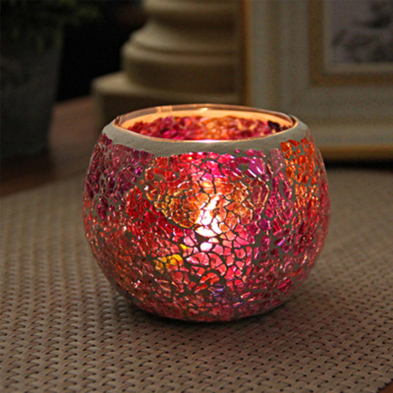 Porte-tealight en Verre Fait Main | Design Mosaïque Éclatant et Unique