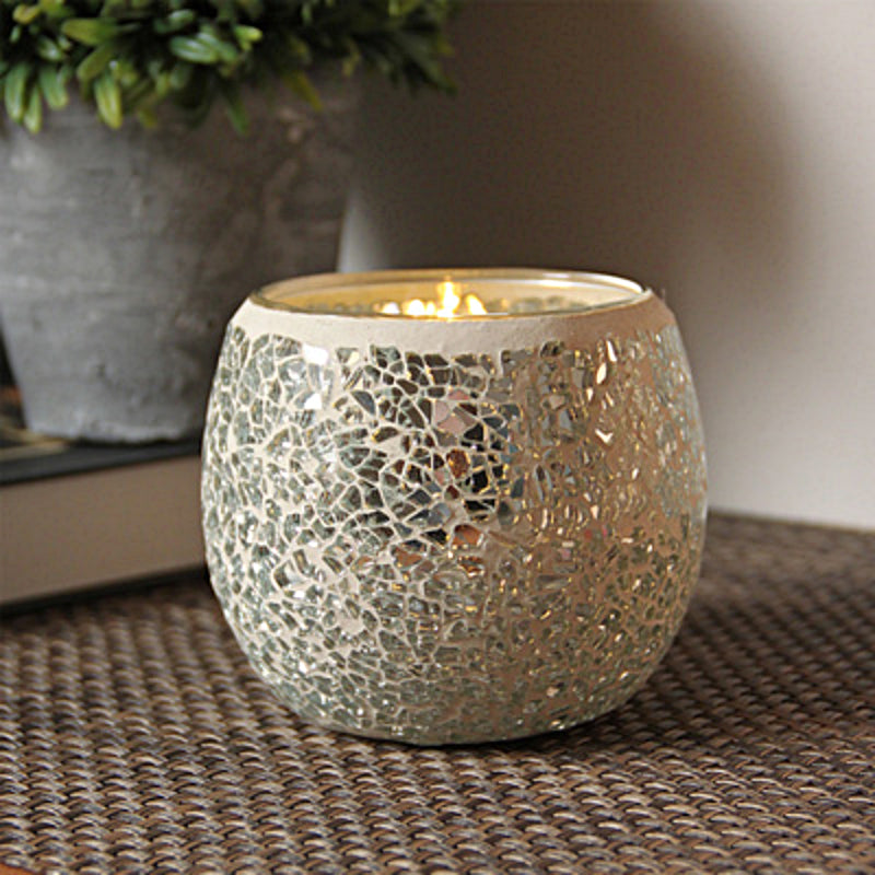 Porte-tealight en Verre Fait Main | Design Mosaïque Éclatant et Unique