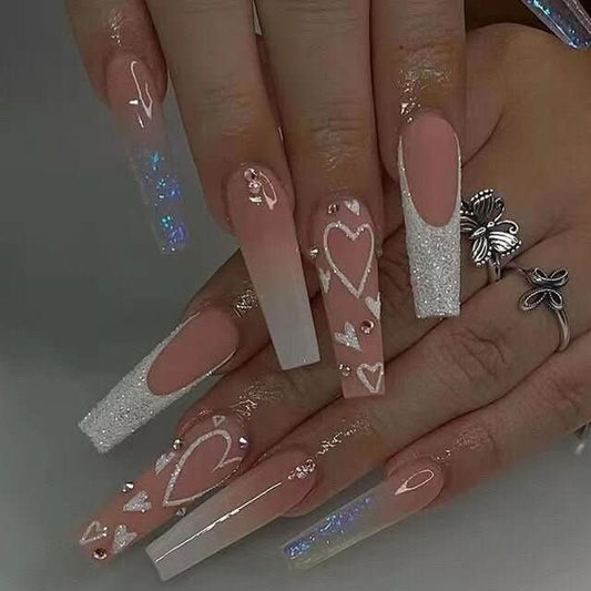 Ongles Press-On Roses Premium | Application Rapide et Élégante