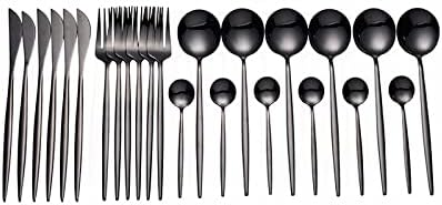 Couverts en Acier Inoxydable Noir | Ensemble Élégant pour Dîner Sophistiqué