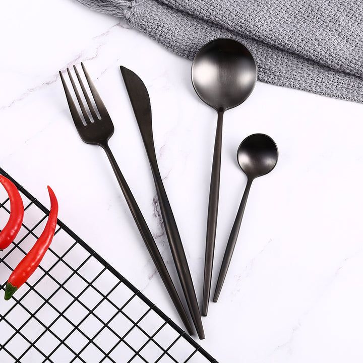 Couverts en Acier Inoxydable Noir | Ensemble Élégant pour Dîner Sophistiqué