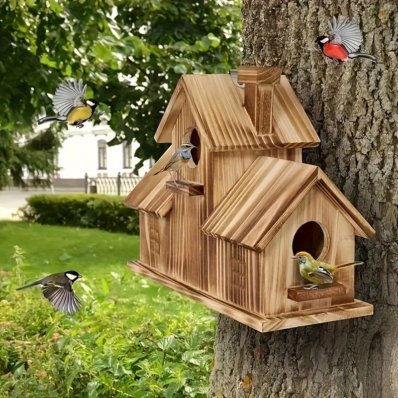 Mangeoire à Oiseaux en Bois Rustique | Attire Divers Oiseaux avec Style