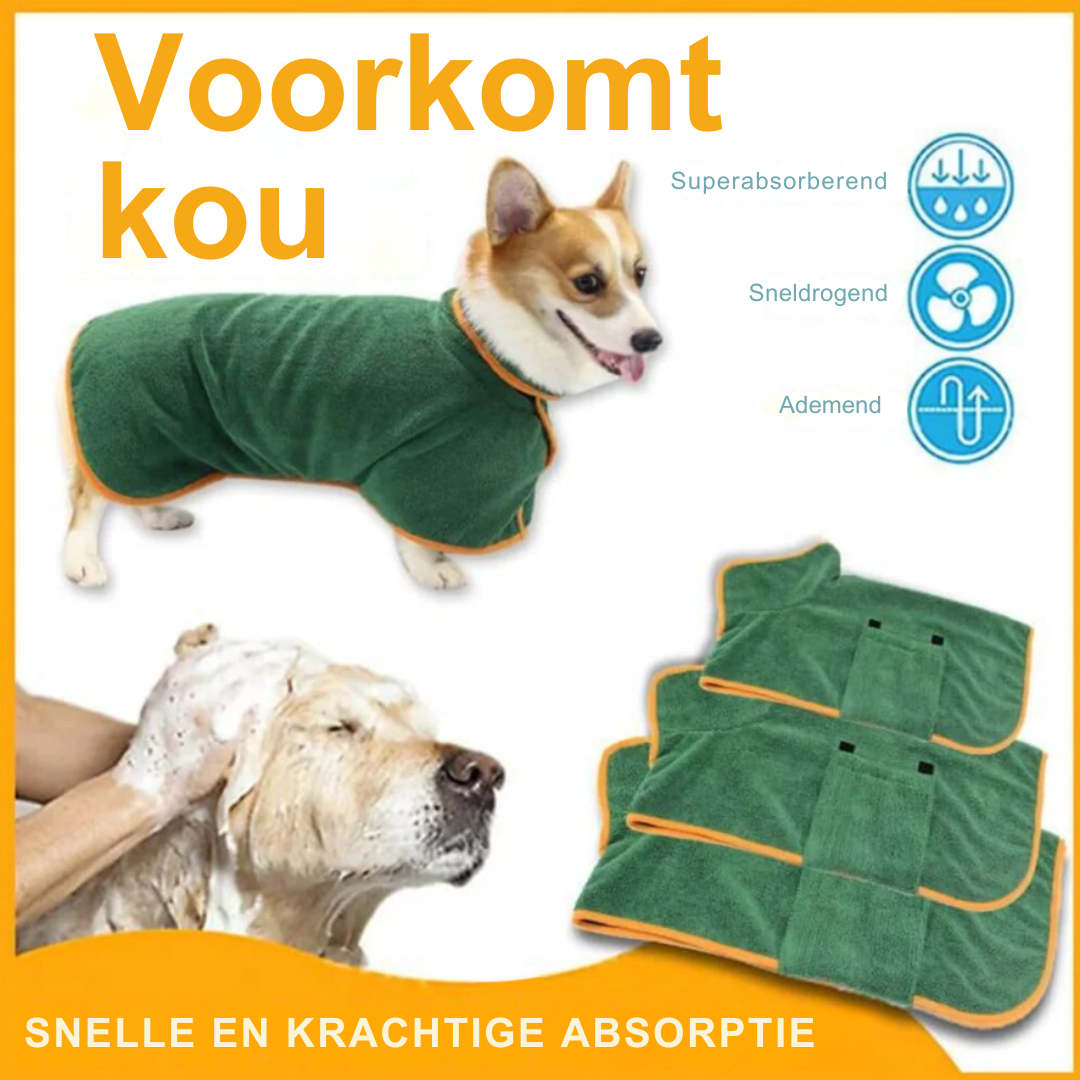 Robe de Bain pour Chien | Ajustable, Séchage Rapide et Élégant