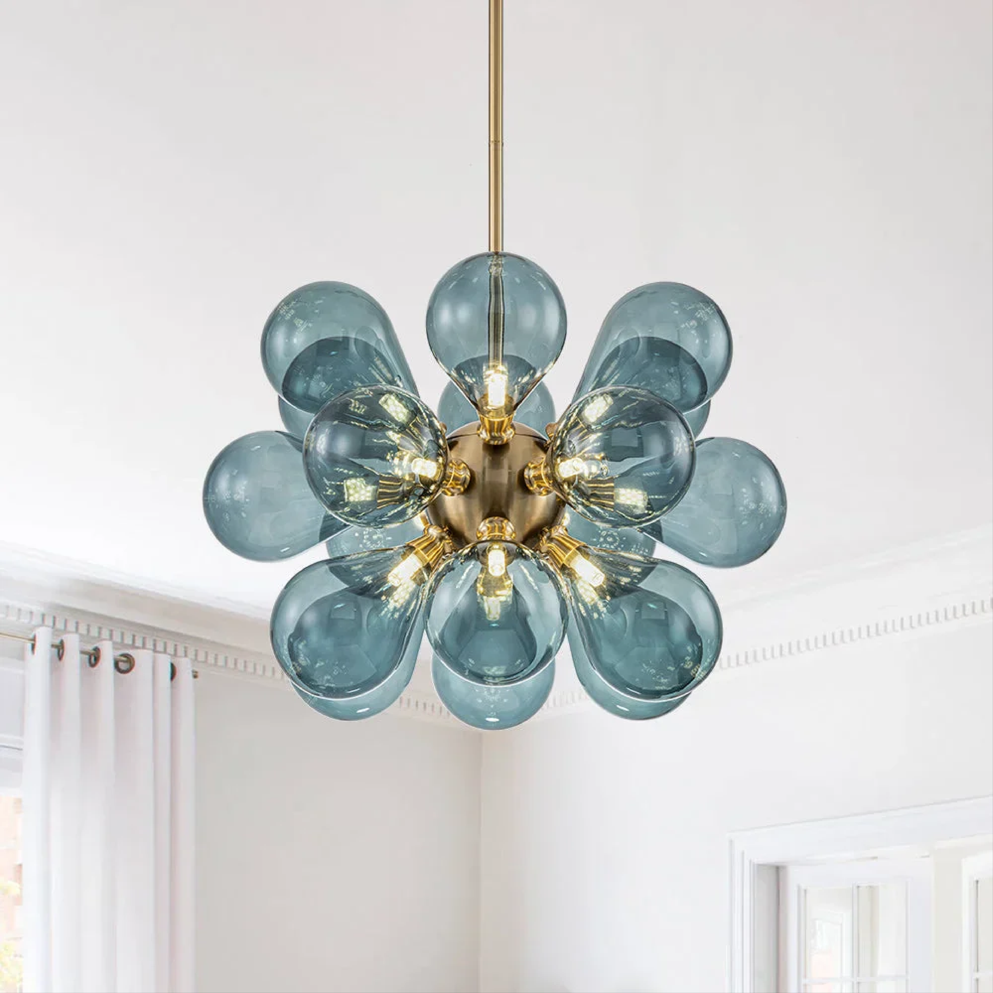 Lustre en Verre Bleu Contemporain | Éclairage Élégant et Accueillant