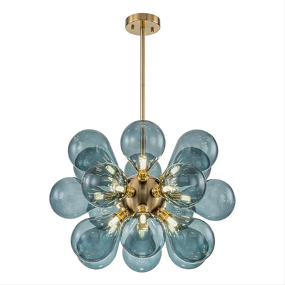 Lustre en Verre Bleu Contemporain | Éclairage Élégant et Accueillant