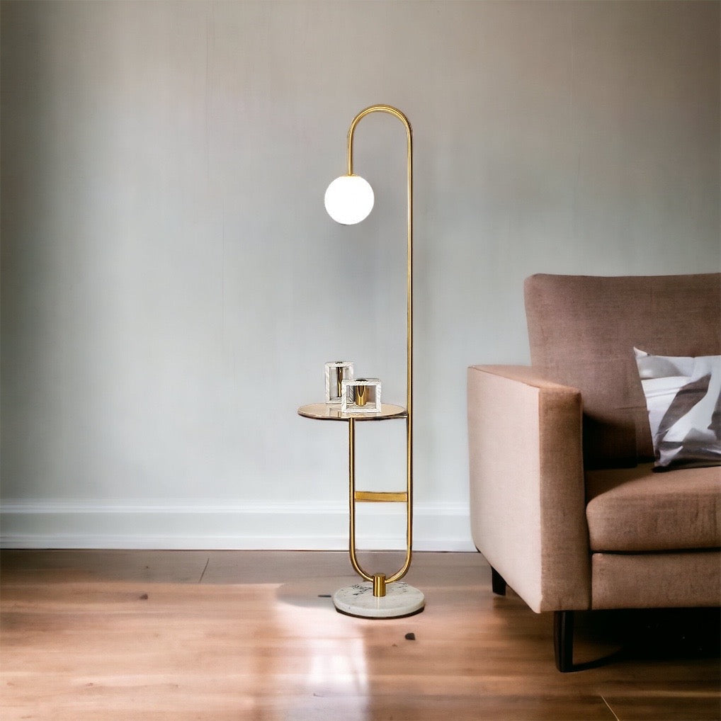 Lampe sur Pied Scandinave avec Table | Éclairage Dimmable et Élégance Minimaliste
