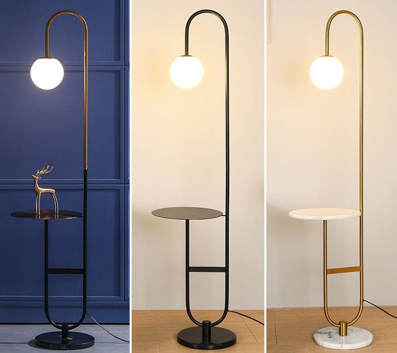 Lampe sur Pied Scandinave avec Table | Éclairage Dimmable et Élégance Minimaliste