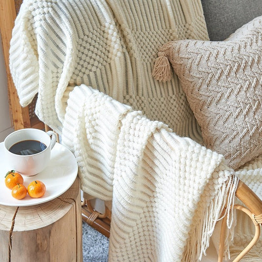 Couverture Tricotée Douillette pour Canapé | Style Scandinave et Confort Optimal