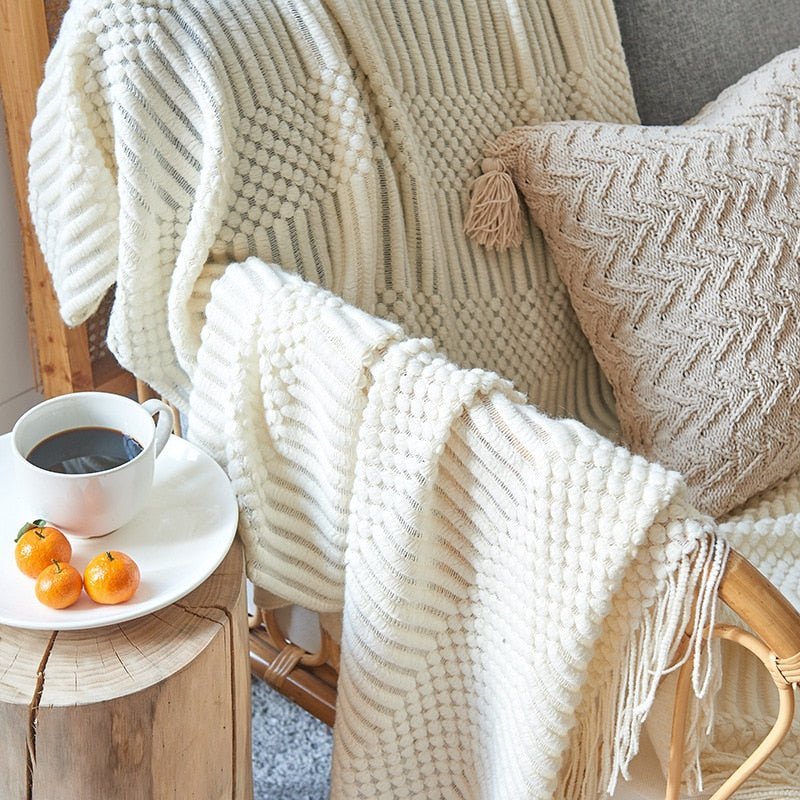 Couverture Tricotée Douillette pour Canapé | Style Scandinave et Confort Optimal