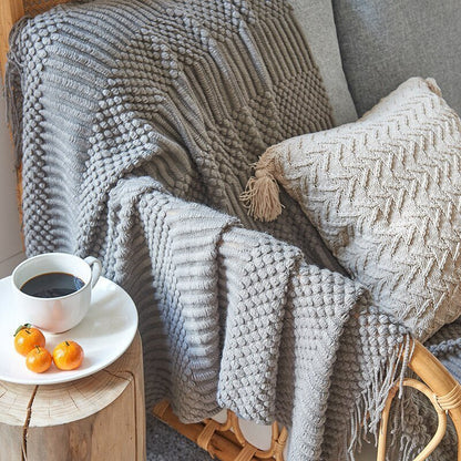 Couverture Tricotée Douillette pour Canapé | Style Scandinave et Confort Optimal