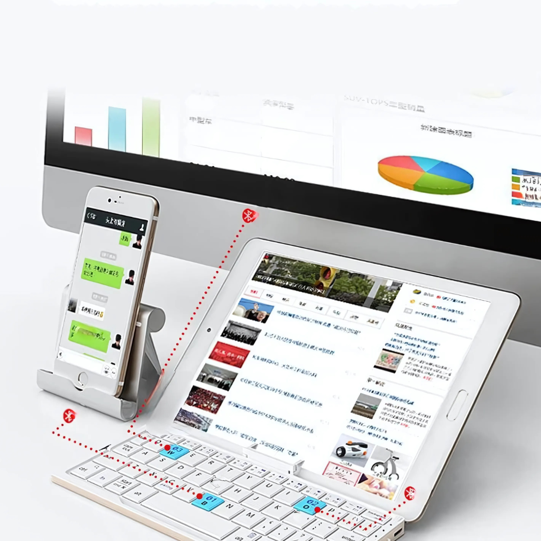Clavier Bluetooth Pliable pour Tablette | Support Magnétique et Design Portable