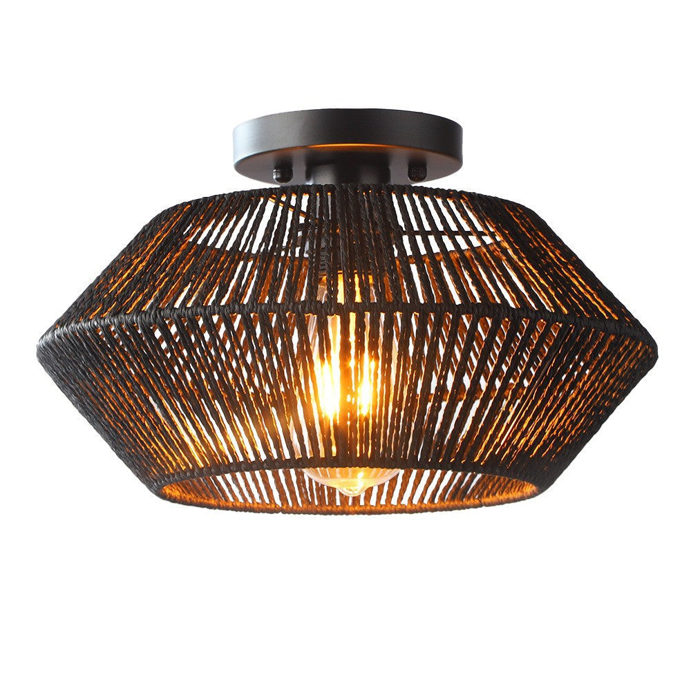 Lampe de Plafond en Bambou Tressé | Élégance Contemporaine et Chaleur Artisanale