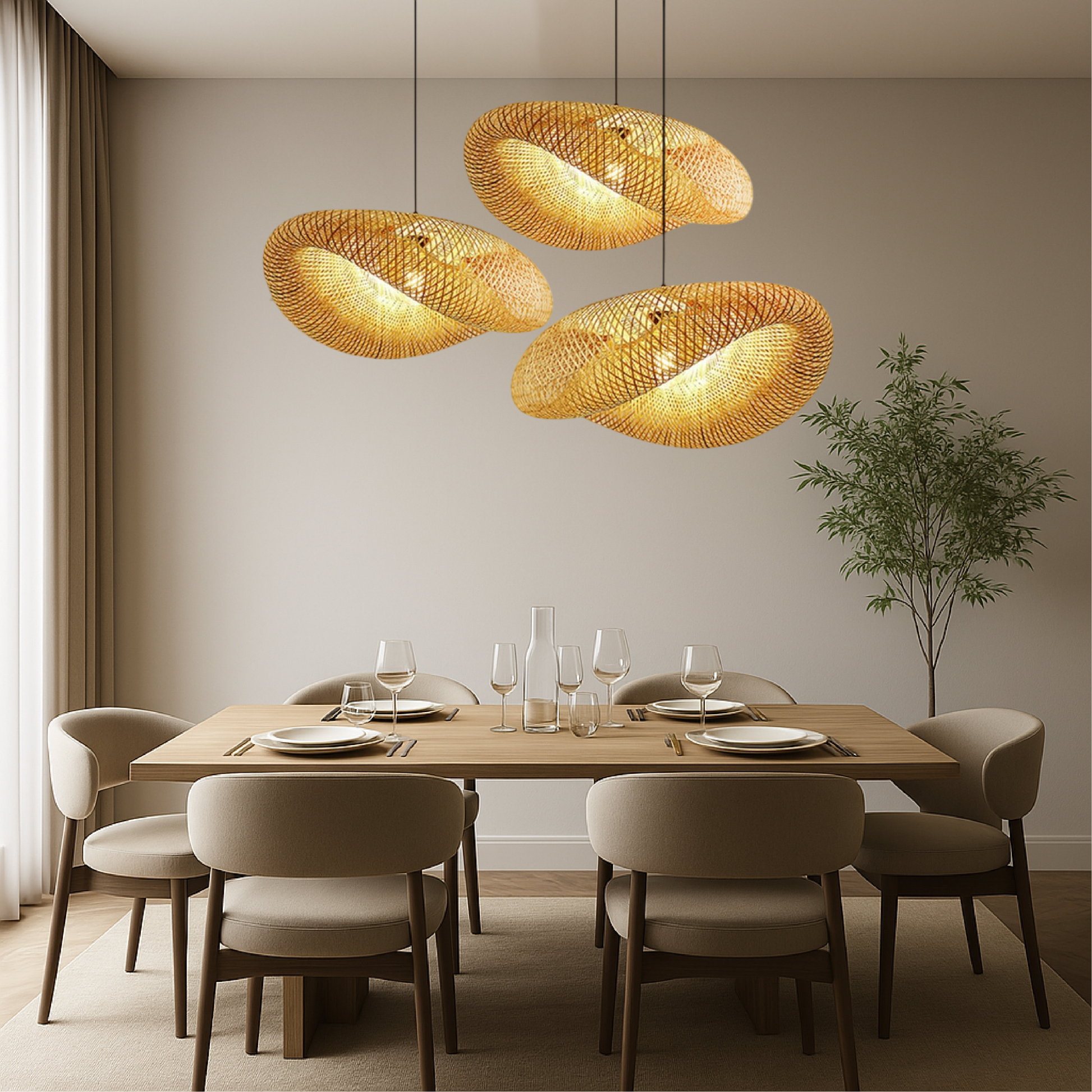 Lampe Pendante en Bambou Naturel | Design Minimaliste et Chaleureux