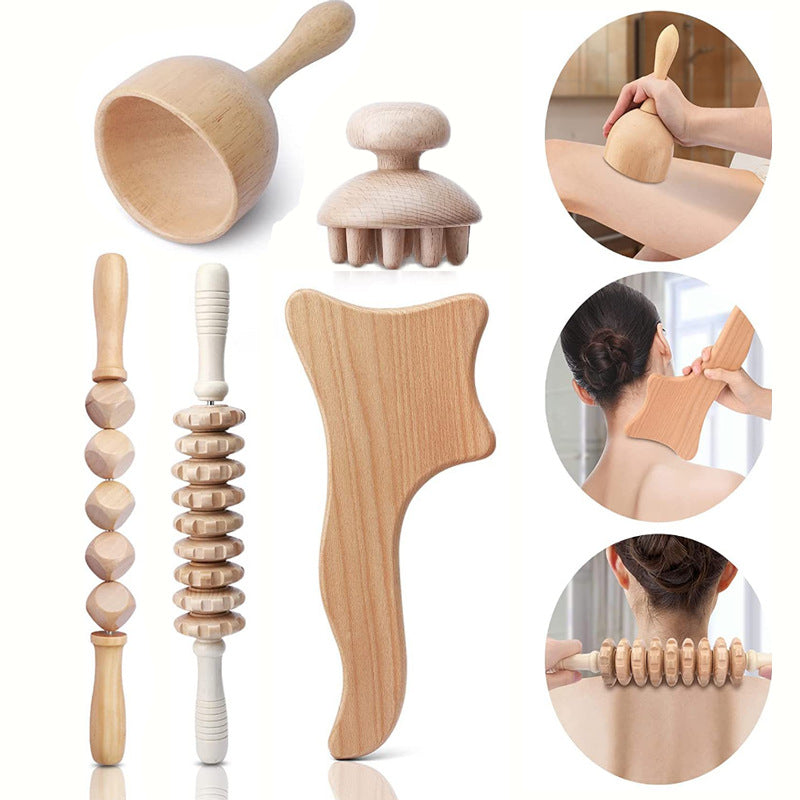 Rouleaux Musculaires en Bois | Set de 6 Outils pour Modelage Efficace