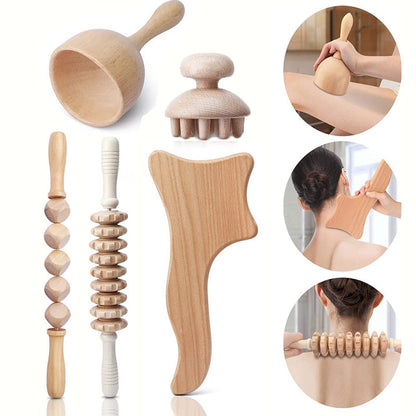 Rouleaux Musculaires en Bois | Set de 6 Outils pour Modelage Efficace