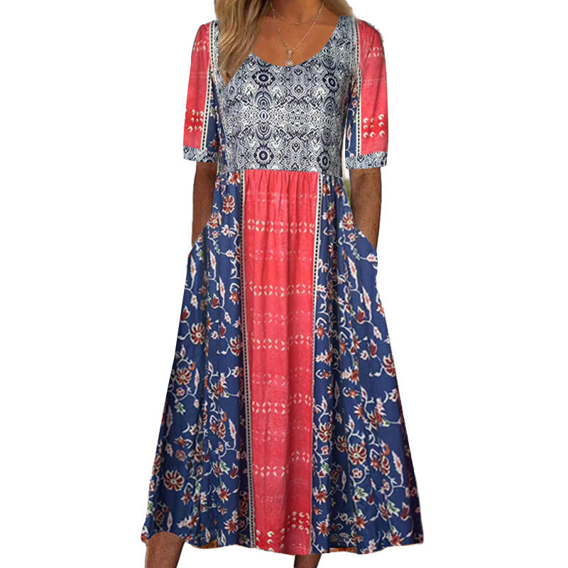 Robe Midi Fleurie pour Femmes | Tissu Aéré et Élégance Estivale