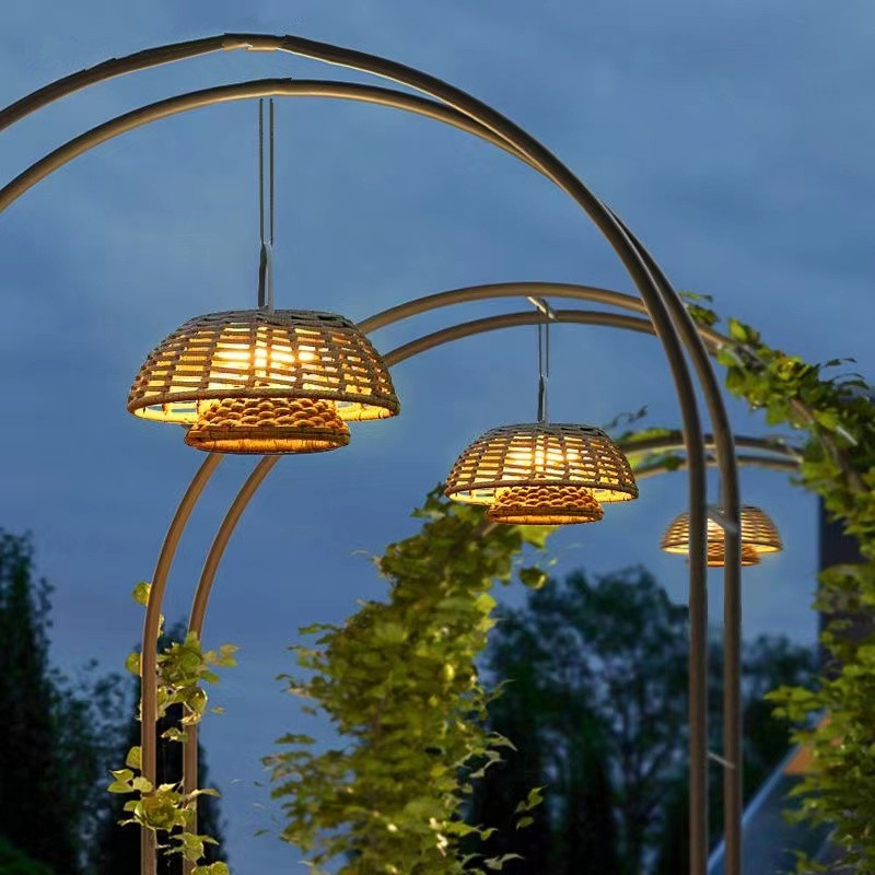 Lampe Suspendue en Bambou Écologique | Applique LED Résistante aux Intempéries