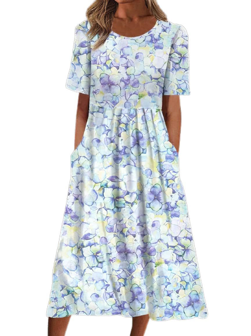 Robe Midi Fleurie pour Femmes | Tissu Aéré et Élégance Estivale
