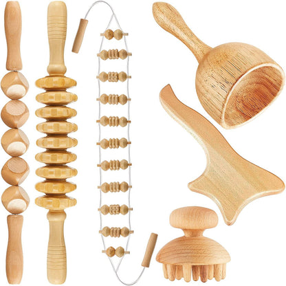 Rouleaux Musculaires en Bois | Set de 6 Outils pour Modelage Efficace