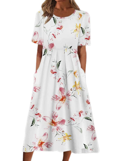 Robe Midi Fleurie pour Femmes | Tissu Aéré et Élégance Estivale