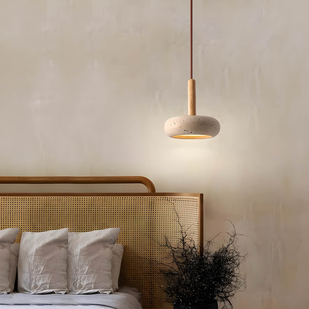 Lampe Suspendue en Travertin Jaune | Élégance et Charme Organique
