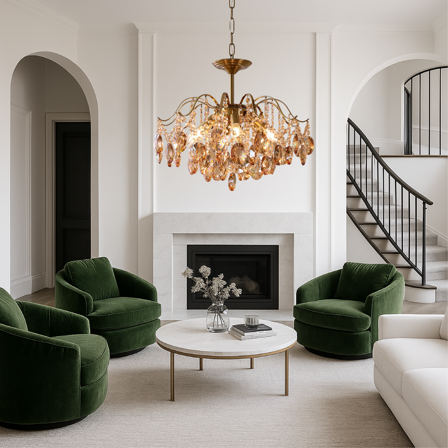 Lustre en Cristal Rétro | Élégance Vintage et Lumière Douce