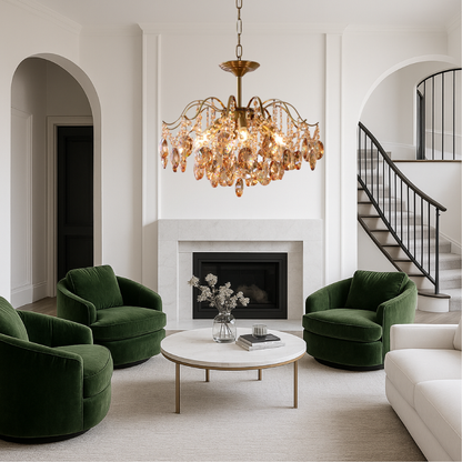 Lustre en Cristal Rétro | Élégance Vintage et Lumière Douce