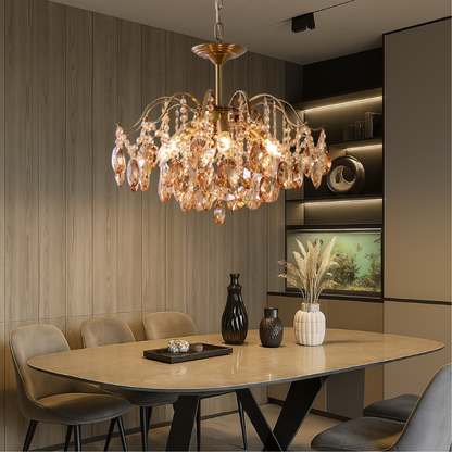 Lustre en Cristal Rétro | Élégance Vintage et Lumière Douce