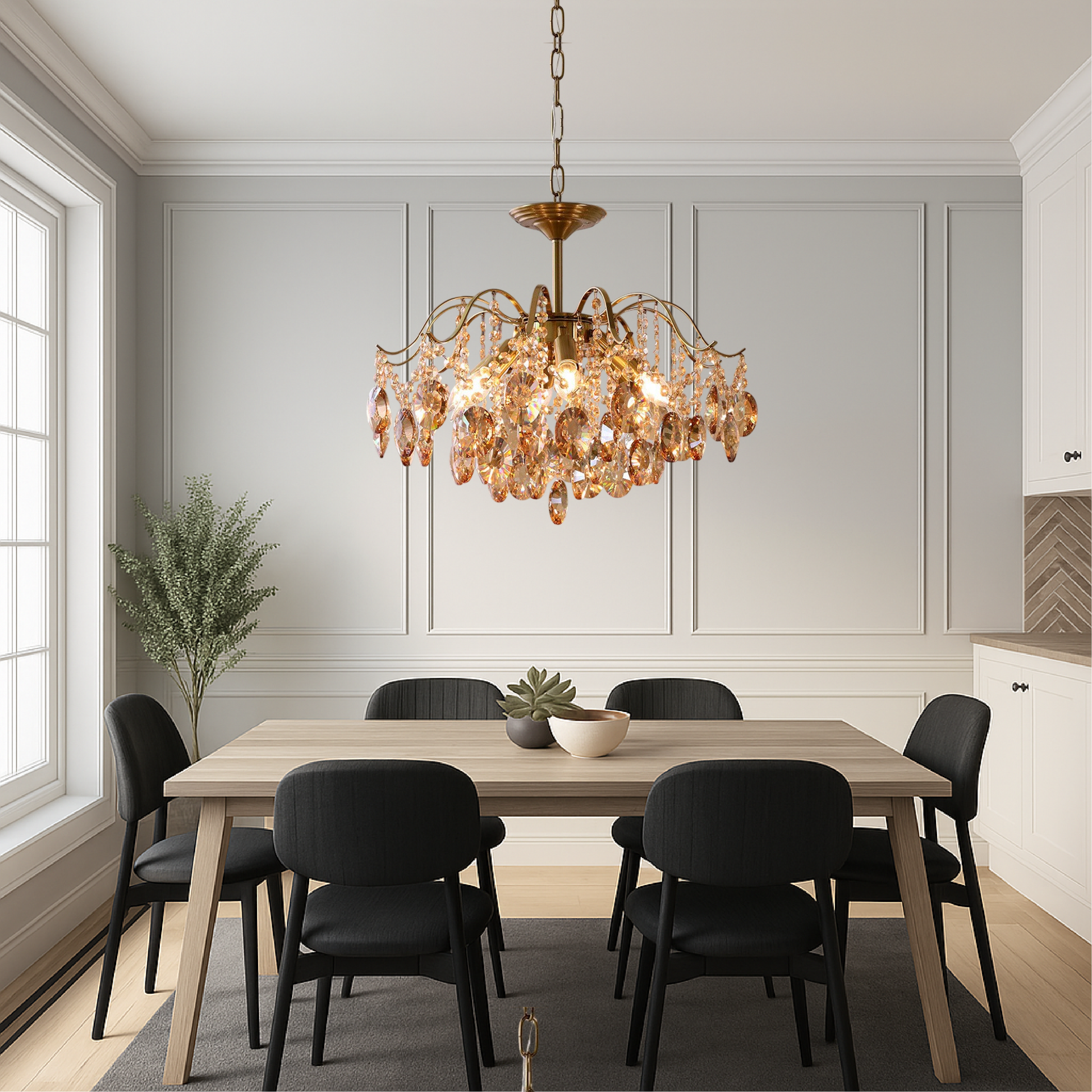 Lustre en Cristal Rétro | Élégance Vintage et Lumière Douce