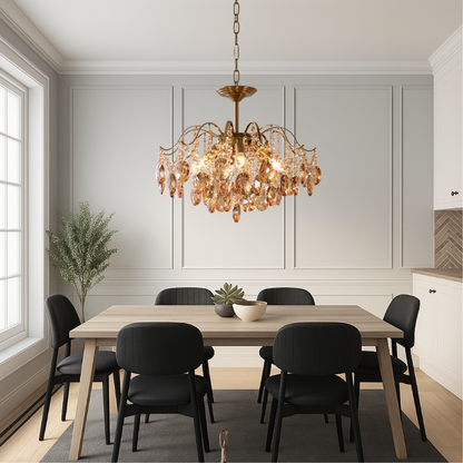 Lustre en Cristal Rétro | Élégance Vintage et Lumière Douce