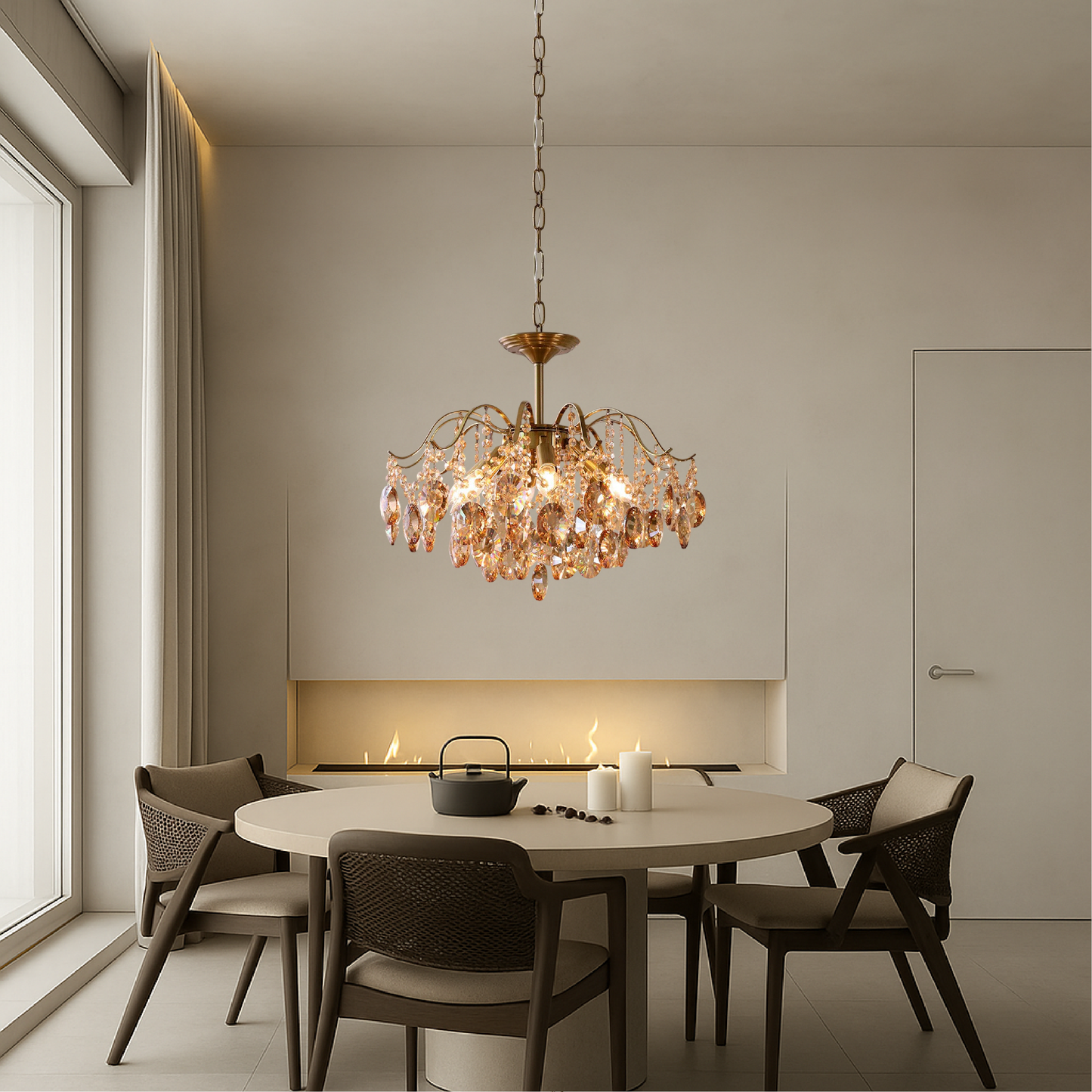 Lustre en Cristal Rétro | Élégance Vintage et Lumière Douce