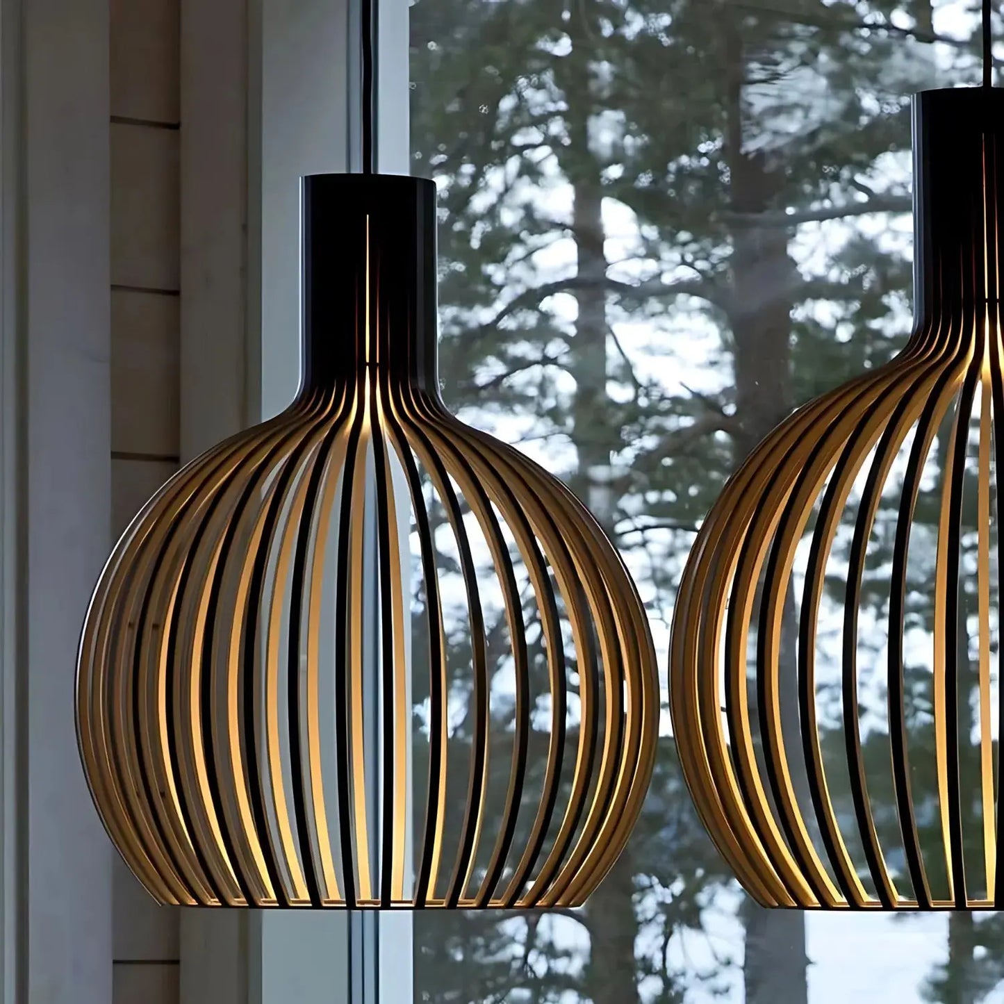 Luminaire Suspendu Scandinave | Élégance Minimaliste en Bois Naturel