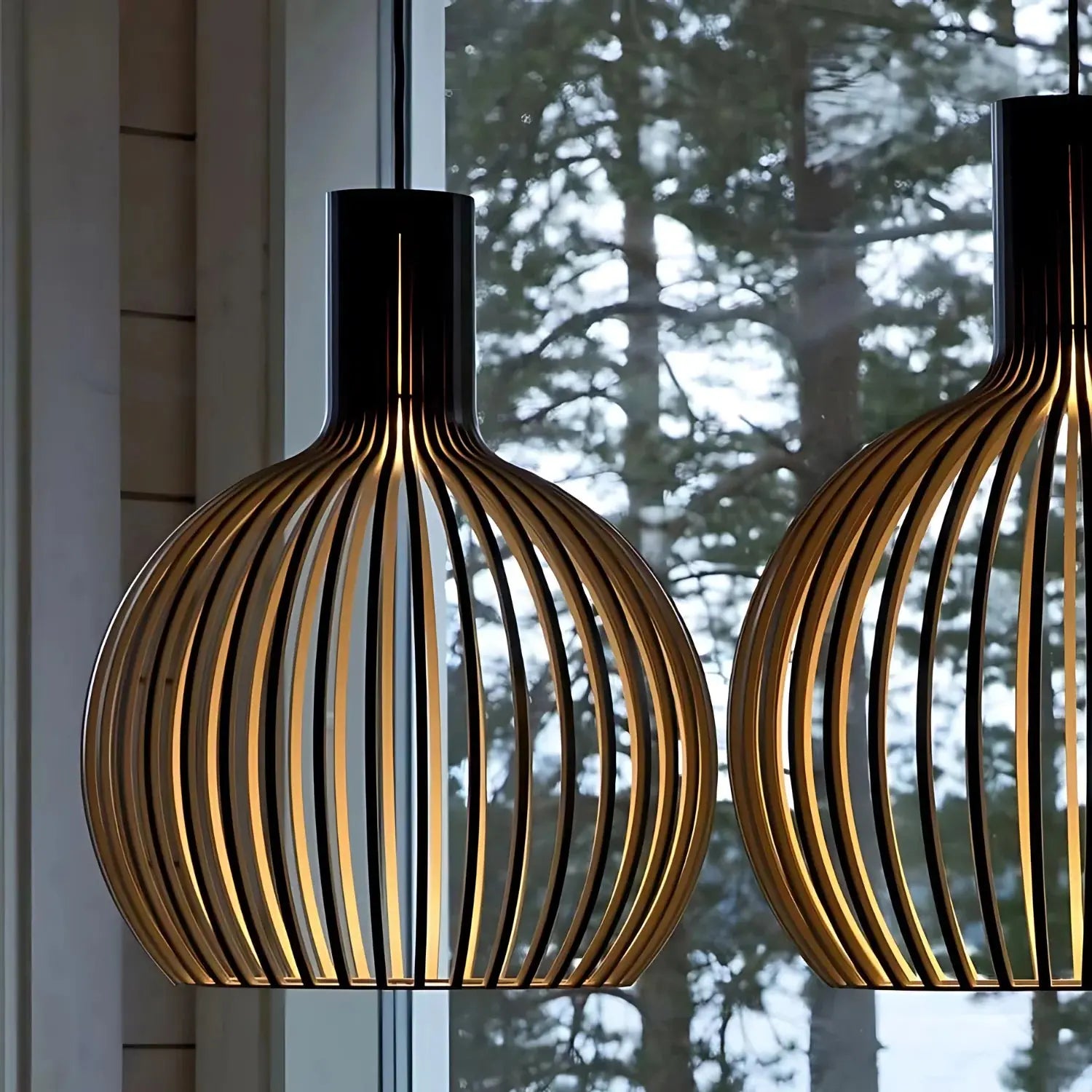 Luminaire Suspendu Scandinave | Élégance Minimaliste en Bois Naturel