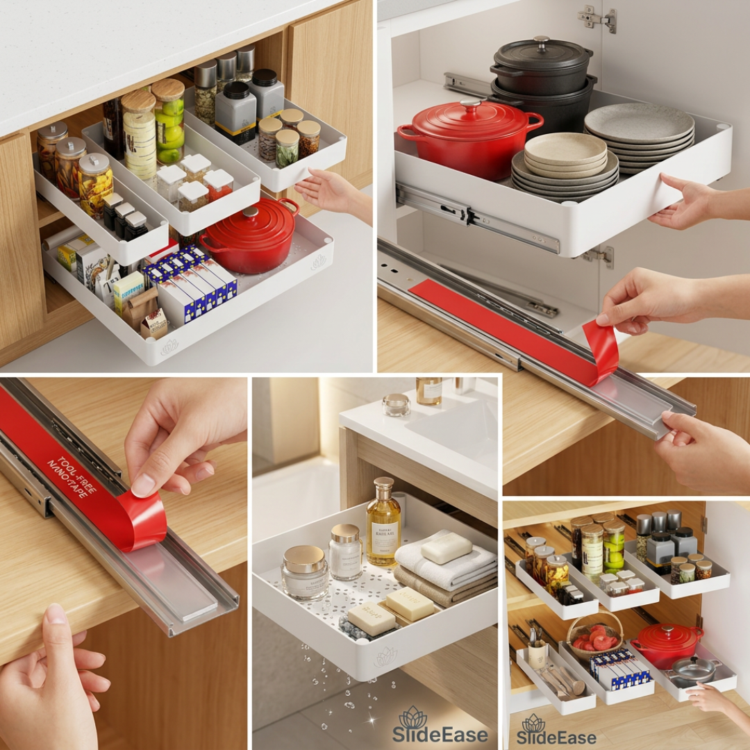 Dernier Jour -50% | SlideEase™ Tiroir de Cuisine Extensible (Lot de 3)