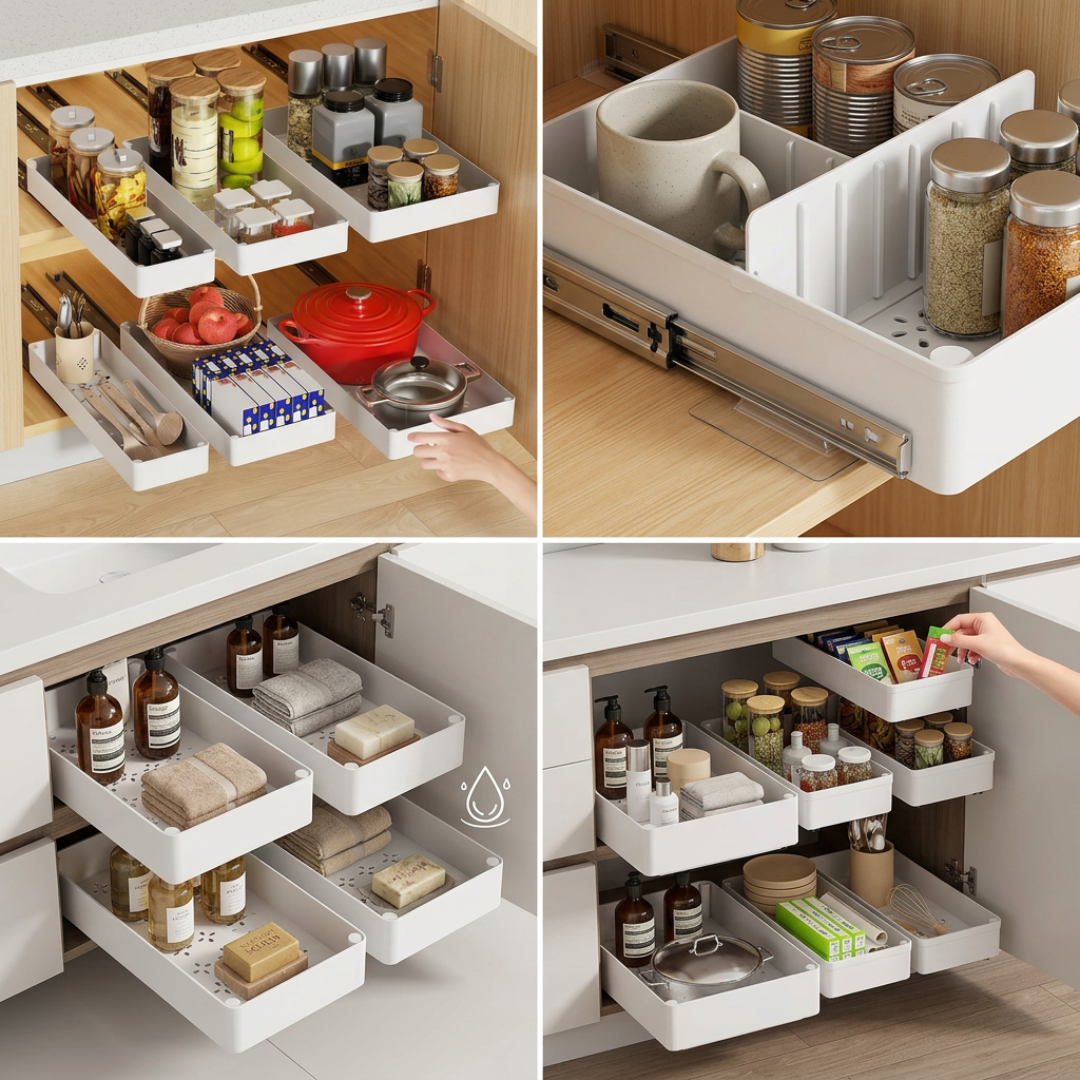 Dernier Jour -50% | SlideEase™ Tiroir de Cuisine Extensible (Lot de 3)