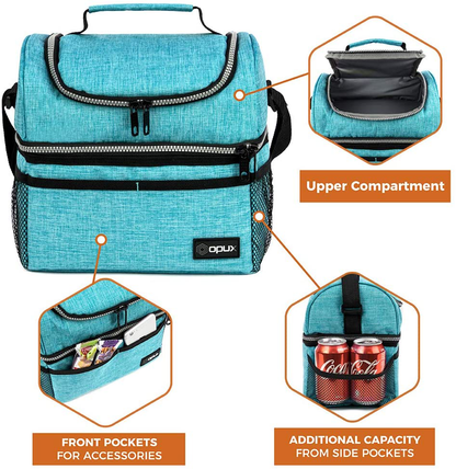 Boîte à Déjeuner Isotherme Double Compartiment | Fraîcheur Optimale pour Repas et Collations