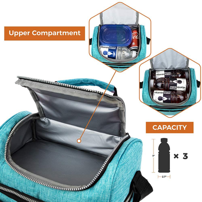 Boîte à Déjeuner Isotherme Double Compartiment | Fraîcheur Optimale pour Repas et Collations