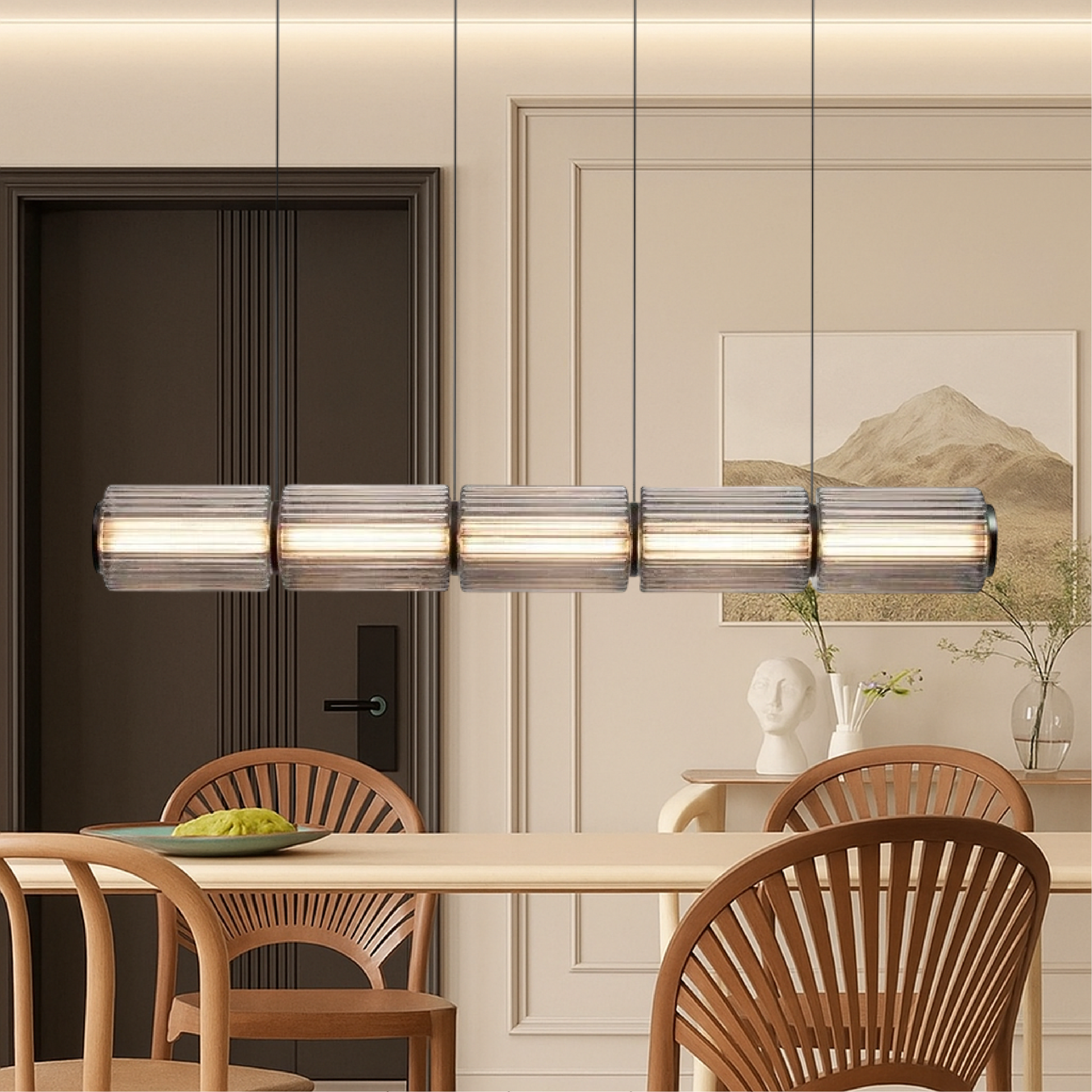 Lampe Suspendue en Verre Cylindrique | Design Élégant avec Éclairage LED