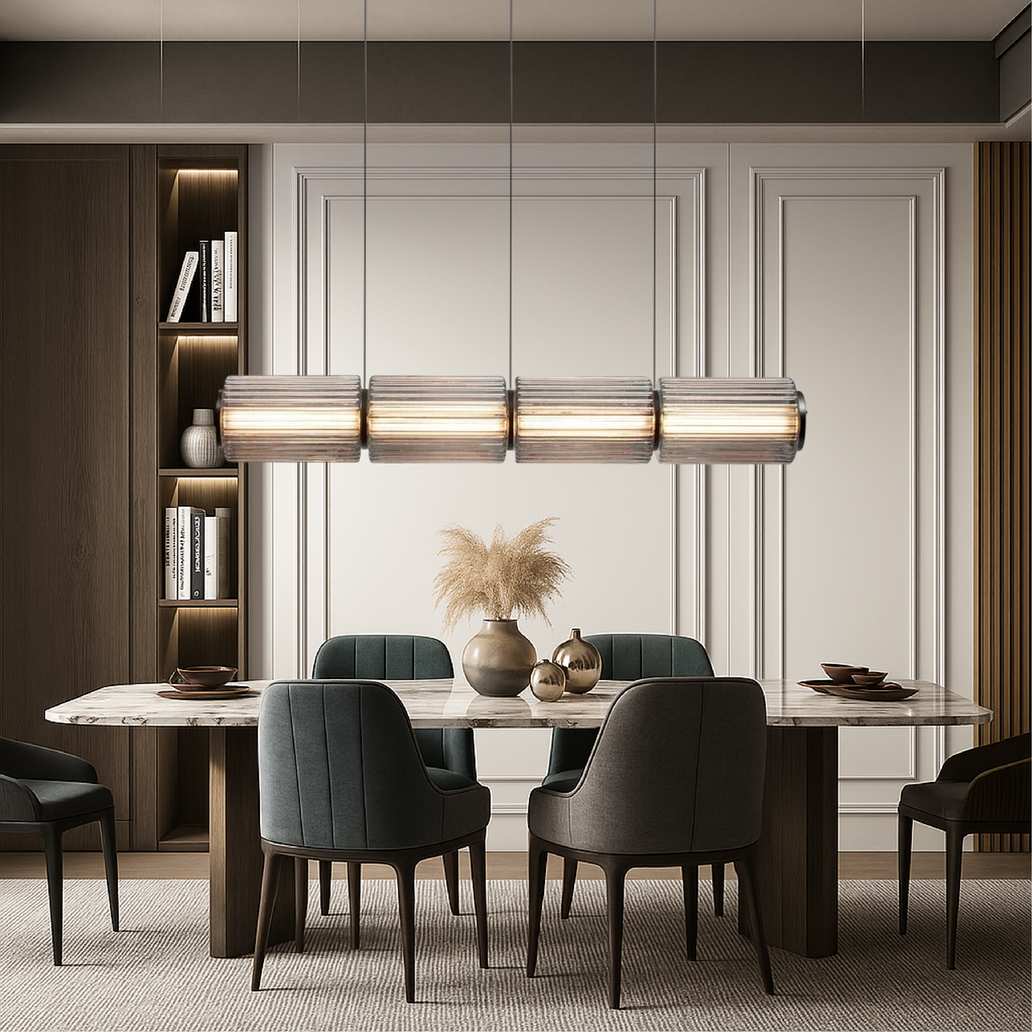 Lampe Suspendue en Verre Cylindrique | Design Élégant avec Éclairage LED